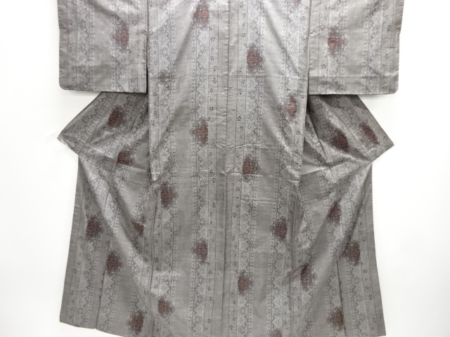 JAPANESE KIMONO / DORO OSHIMA TSUMUGI / WOVEN FLOWER CREST / 9MARUKI
